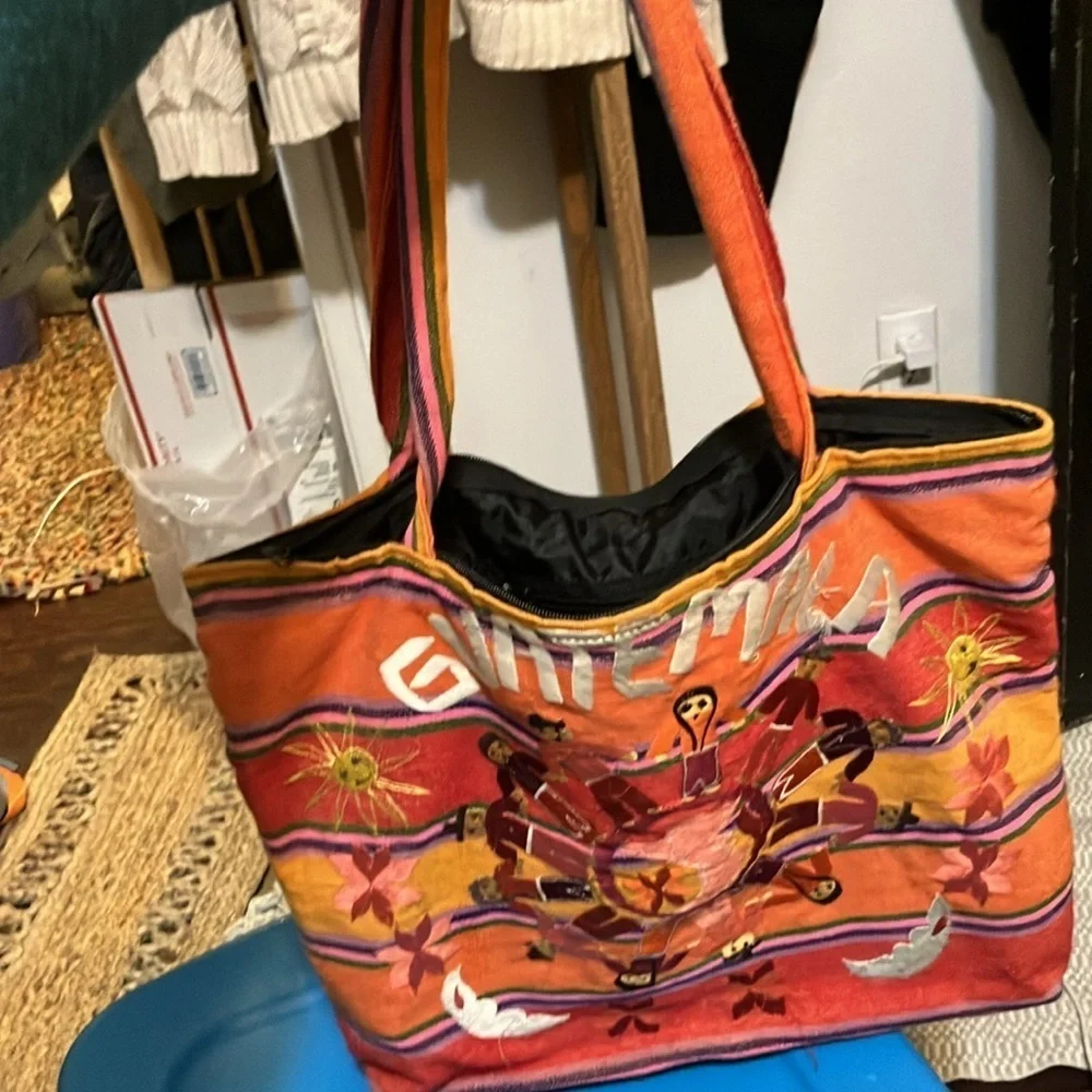 Guatemala cotton and embroidered tote bag XL